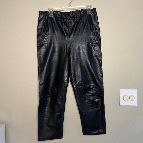 Vintage 90’s Pull on 100% Leather Pants - Picture 2 of 12